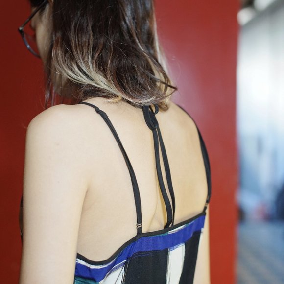 abstract print, silky pantsuit - Picture 3 of 5